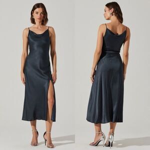 ASTR the Label Glynis Cowl Neck Midi Dress Dark Teal